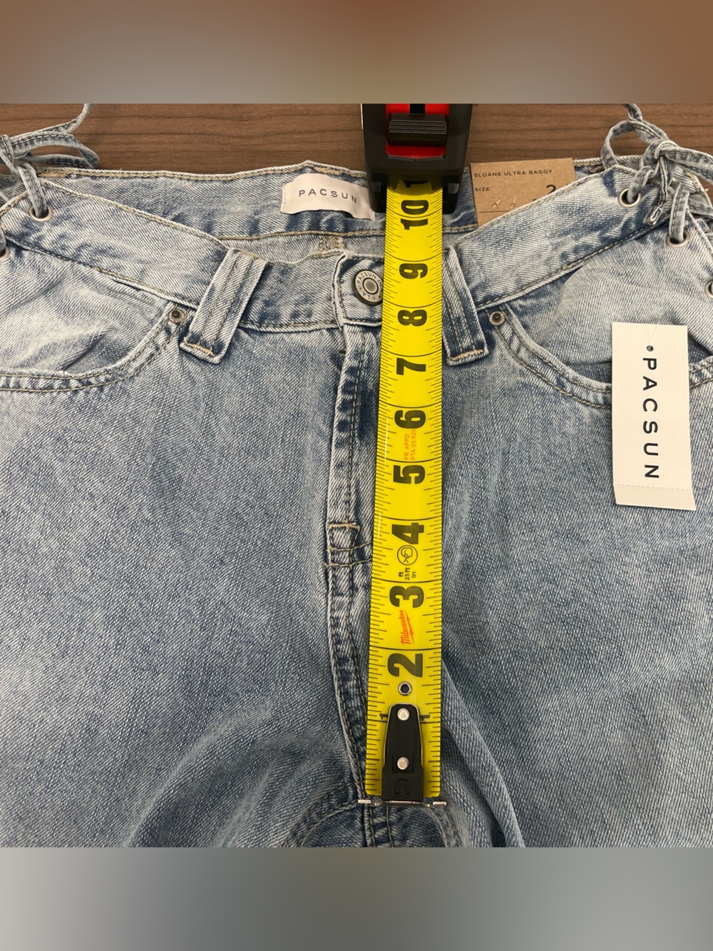 NWT PacSun Women’s Light Wash Wide Leg Jeans with Side Lace-Up Detail size 24 - Picture 9 of 9